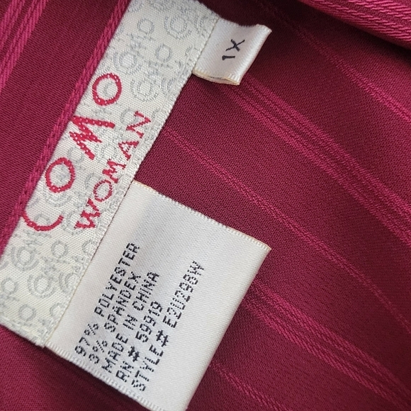 Como Plus Stripe Deep V Button-front Blouse - Picture 6 of 8